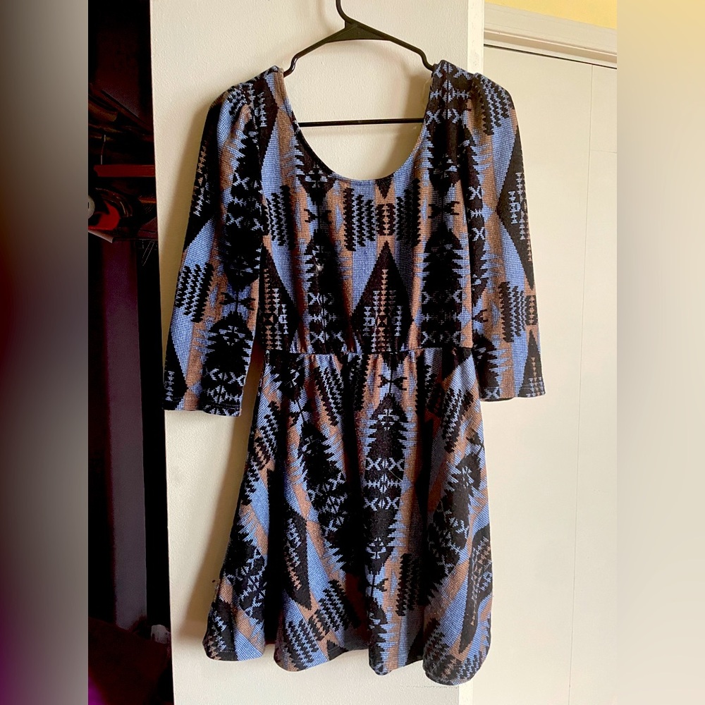 Blue/tan/black long sleeve, short dress!!!